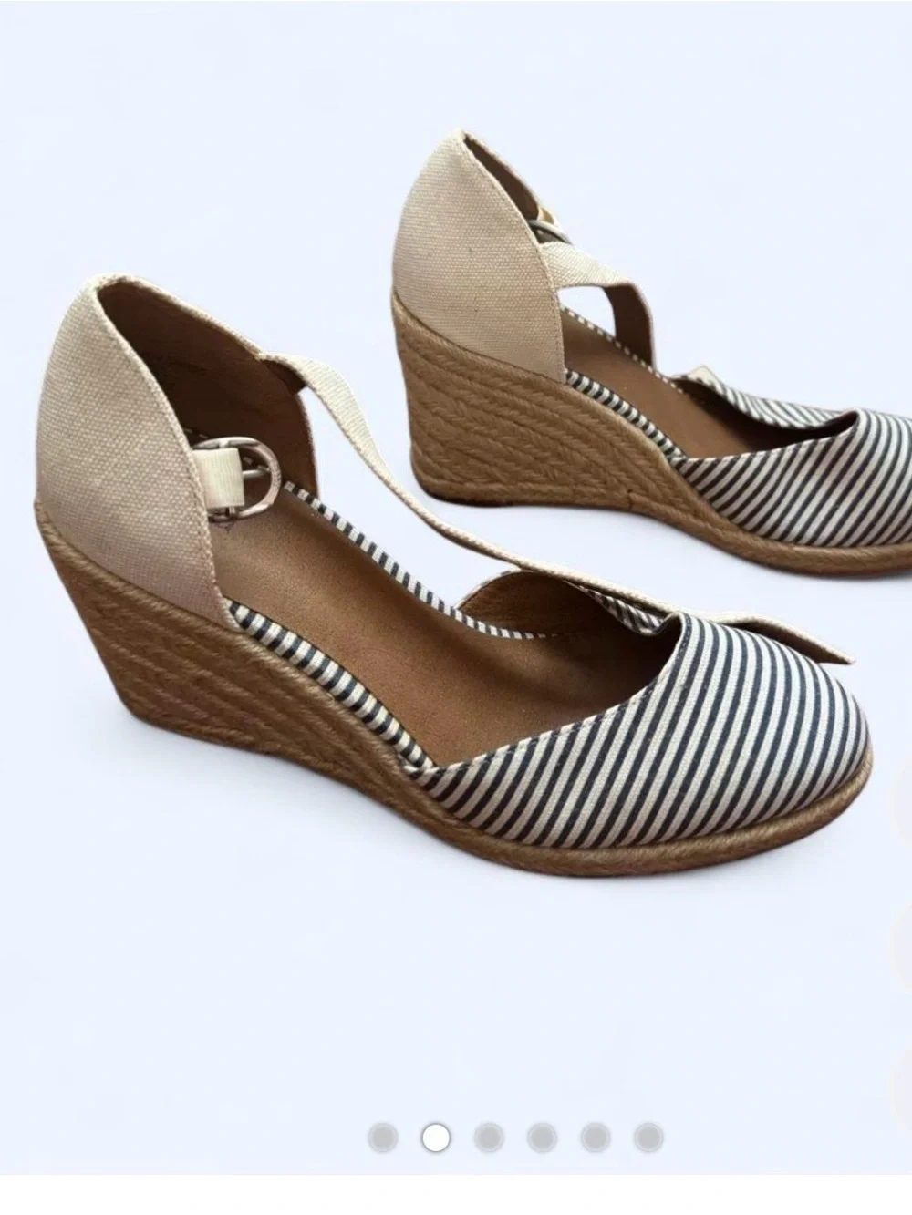 Susina Navy/white Striped Espadrille Wedges sz 7.5